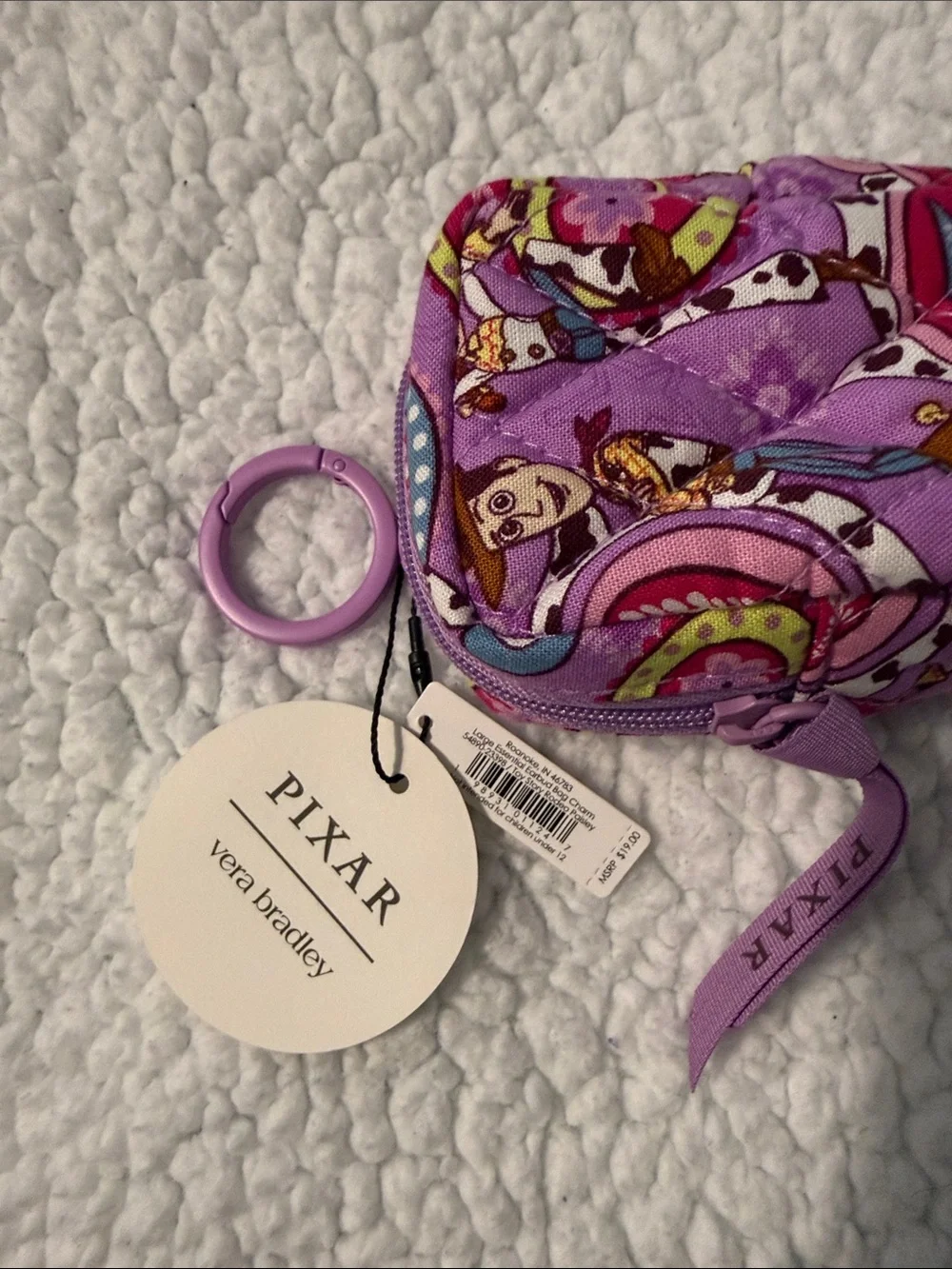 Vera Bradley Purple Toy Story Quilted Mini Keychain Pouch